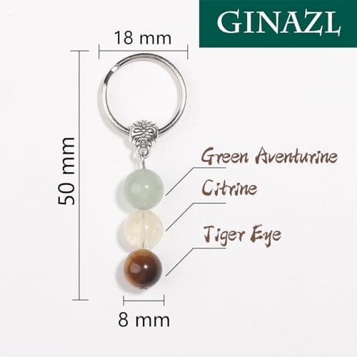 GINAZL Natural Crystals Keychain Gift for New Beginnings, Small Healing Stones Keychain for Anxiety Relief. Healing Crystals