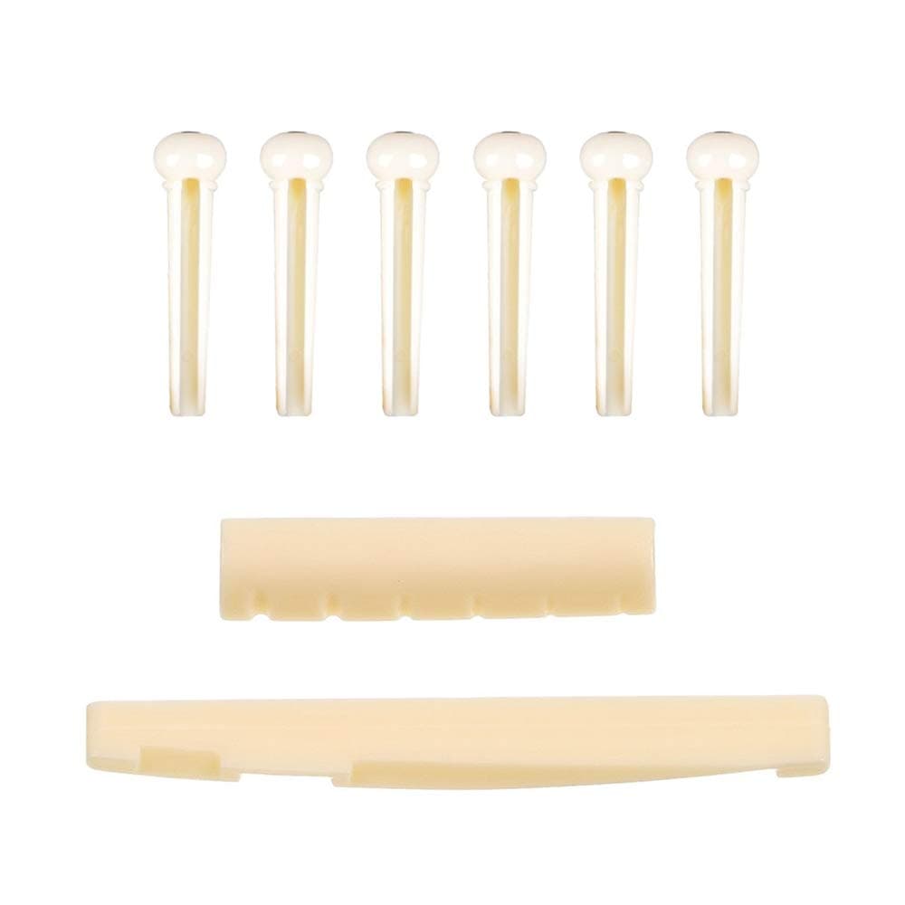 8 Pcs Guitar Bridge Pins Set Acoustic Guitar Bridge Pins Puller Pulling Remover Extractor Tool with Guitar Saddle Nut