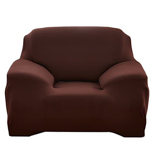 Elvoes Floral Printed Sofa Cover Anti-Slip Elastic Slipcover Stretch Polyester Fabric Soft Furniture Protector Couch Cover (One seater(35''-55''), Coffee)