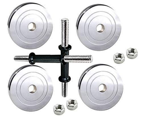 VR Steel Round Chrome Dumbbells for Men (8 Kg) Pair of 2, Silver, Regular (CHROME-DUMMBELL)