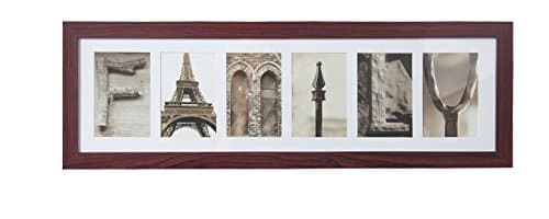 6-Opening Photo Collage Frame, White Matted Brown
