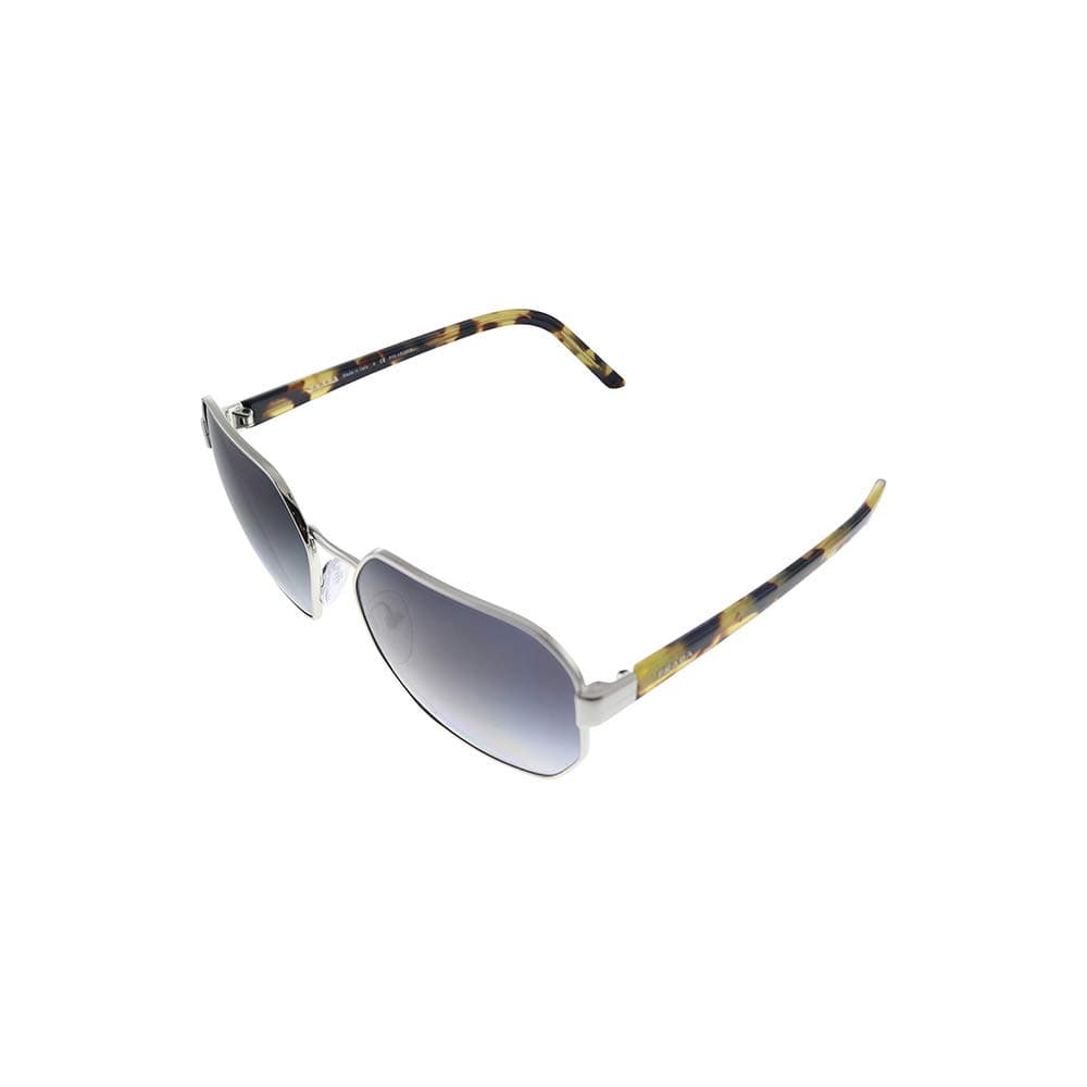 Prada PR 54XS 1BC5W1 Silver Metal Rectangle Sunglasses Grey Polarized Lens