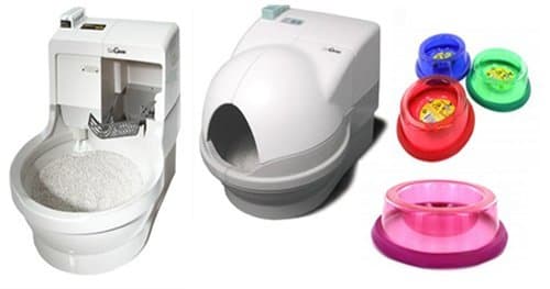 Automatic Litter Box with Dome Cover and 2 Never Spill Bowls