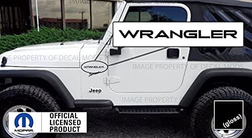 Decal Mods Fender Wrangler Small Side Logo Graphic fits Jeep Wrangler TJ (1997-2006) (Set of 2) SJ3Y2 Black Gloss