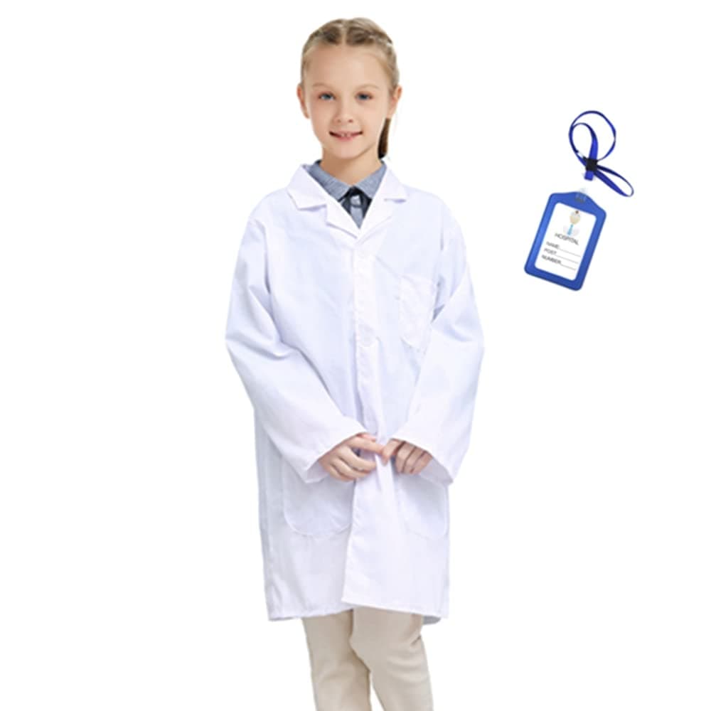 White Lab Coat for Kids - Children's Lab Coat for Career Day Scientist Role Play Costume Christmas Dress up