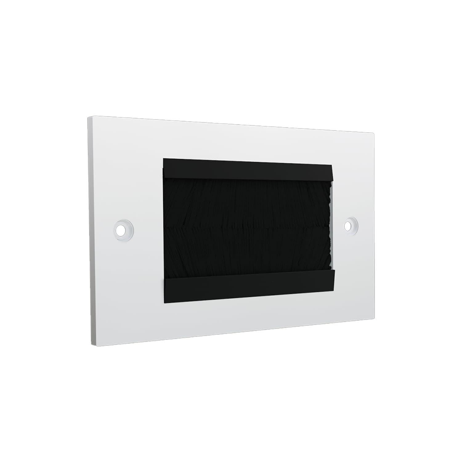 rhinocables - Double Gang Brush Plate | Cable Tidy Access | Wall-Mounted Faceplate | Black or White Brush Option | Tidy Lead Solution for Wall | Neat TV to Devices, Black