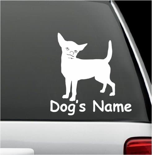 natashacustomjewelry Personalized Chihuahua Dog Name Decal Window Sticker Decal for Car Window 5" X 6"