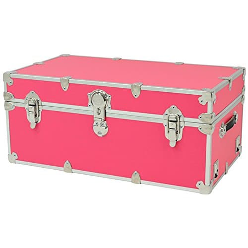 CampBound Summer Camp Trunk with Wheels, Tray, & Soft Close Lid - X-Large - 34" x 20" x 15" - Pink