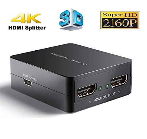 4K HDMI Splitter, Hdmi Port Splitter 1 in 2 Out, 2 Port Hdmi Signal Amplifier 1x2, Hdmi Switch Splitter Box Supports 3D 1080p