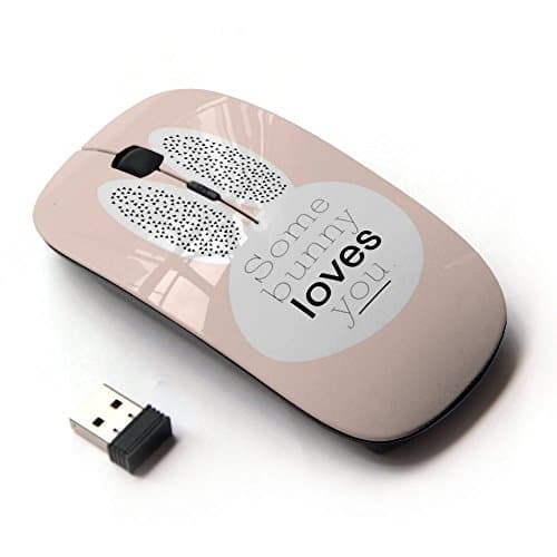 KawaiiMouse [ Optical 2.4G Wireless Mouse ] Bunny Love You Peach Ears Rabbit Cute