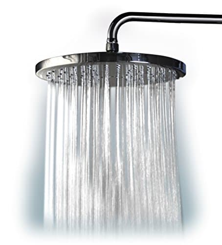 WantBa 10 Inches Wide Rainfall Wall Mount Shower Head with Showerhead Swivel Metal Ball Connector Polished Chrome