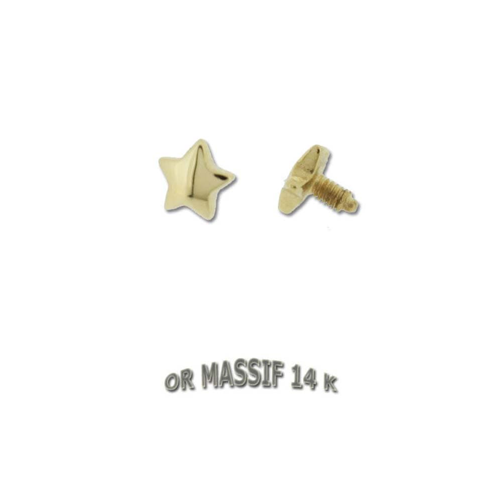 14K Yellow Gold Dermal Anchor with Star