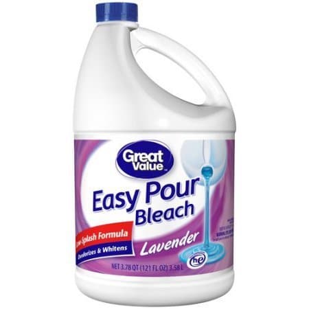 Great Value Lavender Easy Pour Bleach Low-Splash Safe for HE, 121 fl oz
