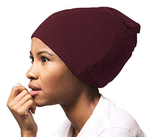 ADAMA Satin Lined Jersey Beanie, Ultra Soft, Fashionable Hipster Chic, Satin Lining Prevents Breakage and Tangling, Day and Night Hair Defense, Burgundy, Standard