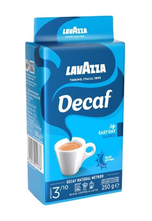Lavazza Caffe Decaffeinated Ground Coffee, Arabica and Robusta Medium Roast, 250 g (Pack of 1)