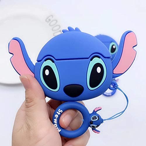 Airpods 3/Airpods Pro Case,3D Cute Cartoon Character Silicone Airpods Pro Cover,Fun Cool Keychain Design Skin, Silicone Fashion Case for Airpods Pro [2019 Release] (Blue Stitch)