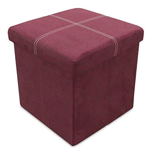Storeasy ® Aubergine Faux Suede Folding Storage Ottoman – Large Single Seat