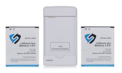 Stalion Galaxy S3 Battery Strength Replacement 2100mAh Li-Ion Battery 2X Batteries + Power Travel Battery Charger with USB Port for Samsug Galaxy S3 SIII