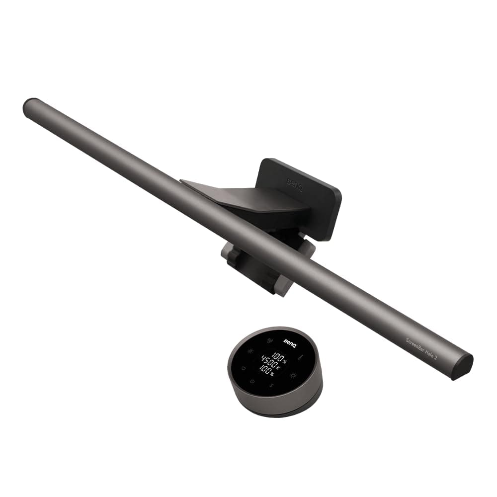 BenQ ScreenBar Halo 2 LED Monitor Light, Wireless Controller & Backlight, Eye-Care Screen Lamp with Motion Sensor, Auto-Dimming, Adjustable Brightness & Colour Temperature, USB C Powered