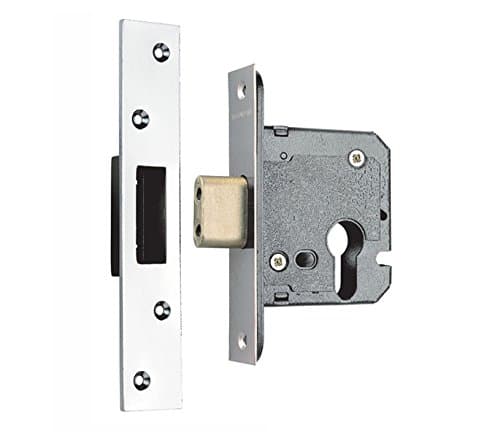 Euro Deadlock Cylinder Lockcase with 57mm Backset in Satin Stainless Steel