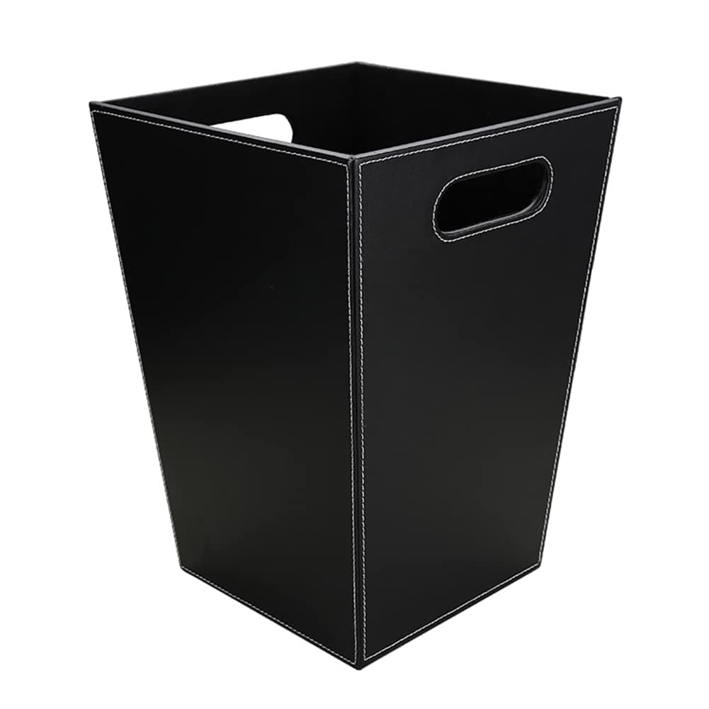 KINGFOM Classic Leather Trash Cans Waste Paper Basket, Storage Bin for Bathroom, Kitchen, Office and High Class Hotel