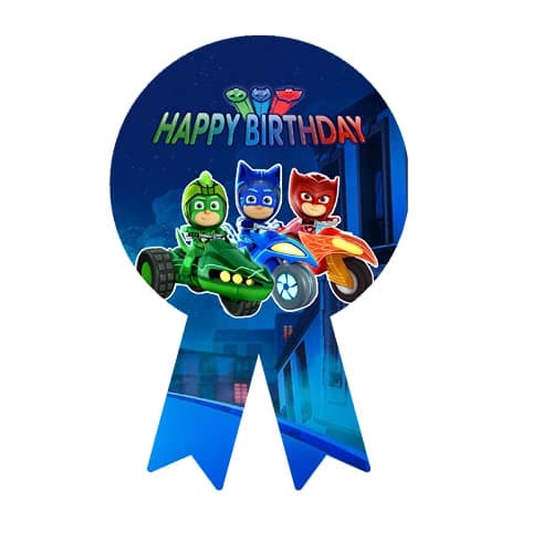 WoW Party Studio PJ Cartoon Theme Party Happy Birthday Decorations Badges - 10Pcs