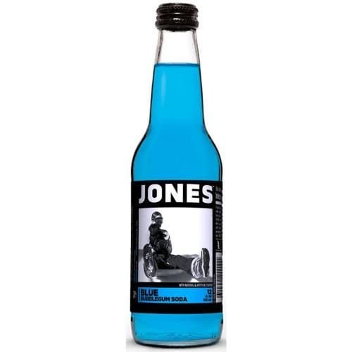 Jones Blue Bubble Gum Soda, 12 Ounce - 4 per pack -- 6 packs per case.