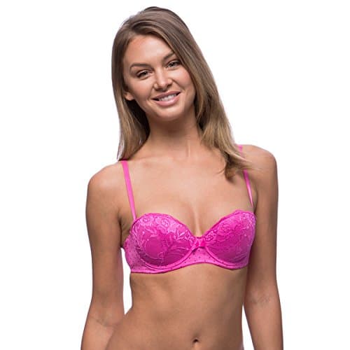 Women's Everyday Basic Seamless Lightly Padded Underwire Demi T-Shirt Bra (36B) Pink
