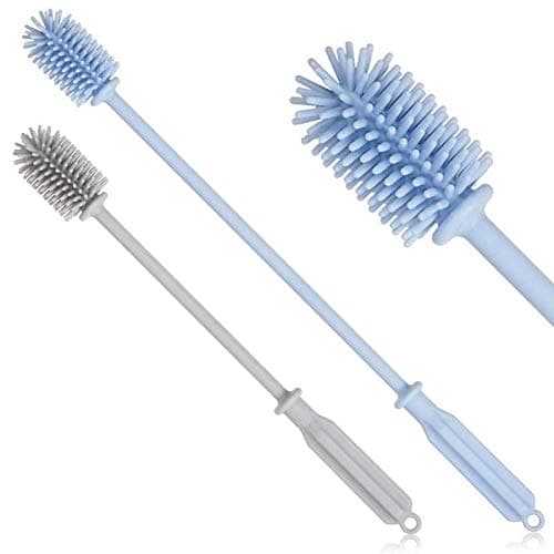 ReHaffe Silicone Bottle Brush, Silicon Bottle Cleaning Brush,14.5" Silicone Bottle Brush Set for Narrow Neck Bottles,Hydro Flask, Vacuum Bottle, Glassware and Narrow Neck Containers