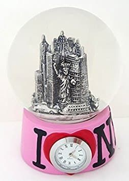 I Love NY Snow Globe Souvenir with Clock (Top Quality, DM Engraved)
