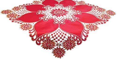 EcoSol Designs Embroidered Table Topper Centerpiece (33"x33", Red Lily)