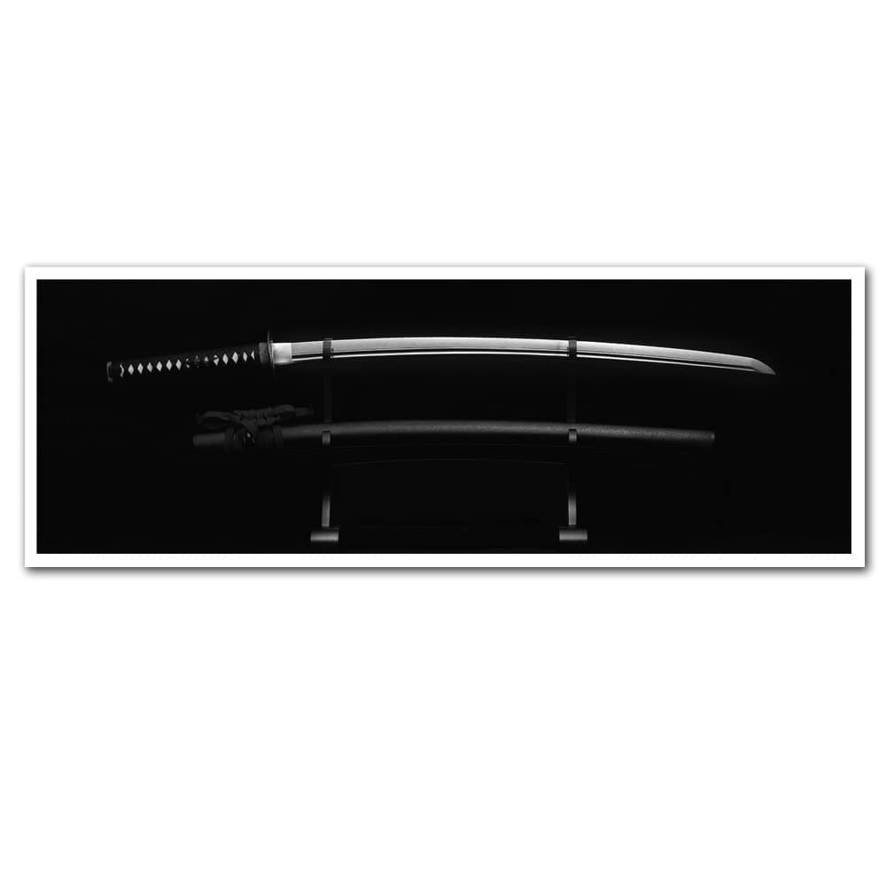 MBOUFOEY Minimalism Art Canvas Print Poster Black White Japanese Samurai Sword Picture Wall Decor for Living Room Home Office No Frame (Black, 56x156cm)