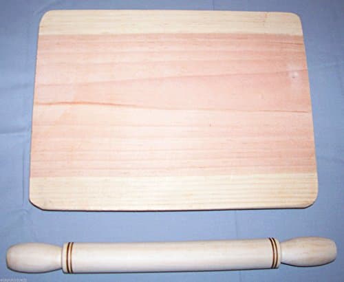 New Wooden Dough Rolling Pin & Pastry Board Madera Tortilla Pizza Flat Bread Solid Pine Wood-Board 11" and Pin 13"