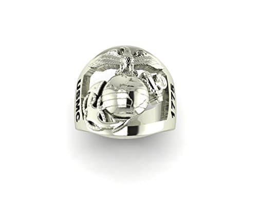 Continuum Sterling Silver Marine Corps Ring with Open Back Eagle Globe and Anchor and LCpl Rank MR15