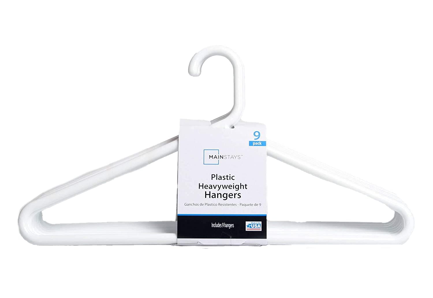 Strong Extra Heavy Adult Plastic Tube Hangers - White - 9 Ct