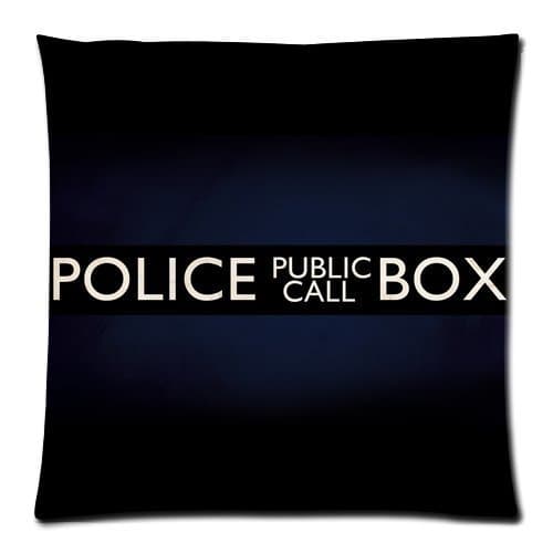Police Box Public Call Dark Blue Custom Zippered Pillow Cushion Case Throw Pillow Covers 20"x20"(two sides)
