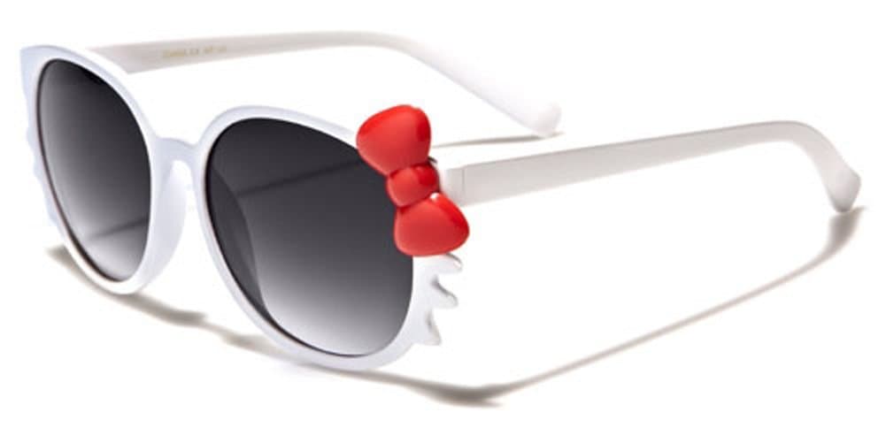 Hello Kitty Bow Round Women's Fashion Glasses with Bow and Whiskers - White