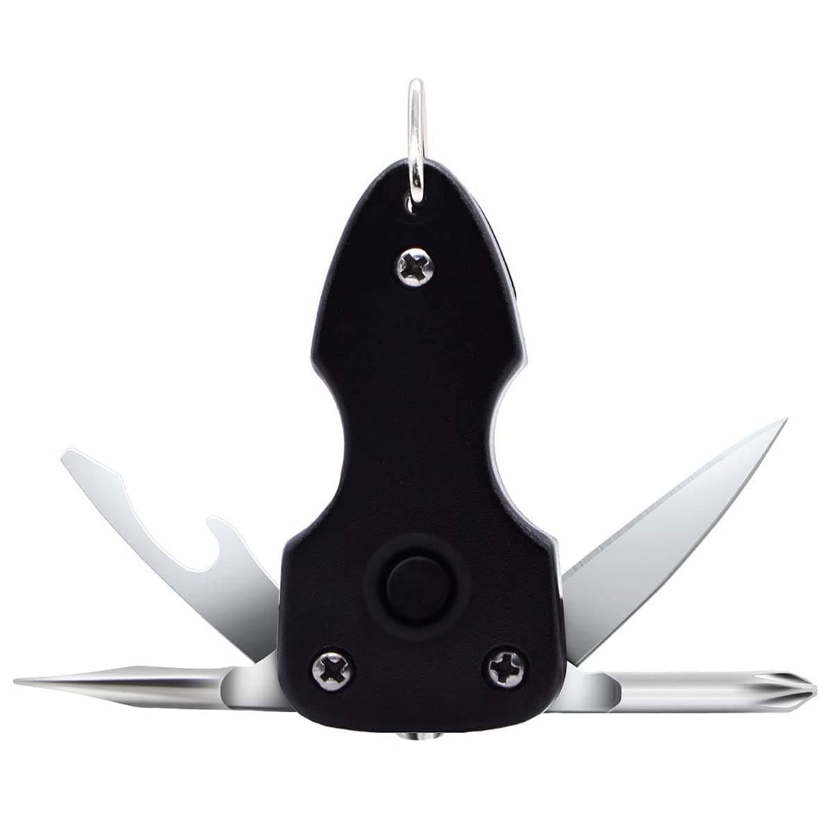 exciting Lives - Military Mini Army Toolkit with Knife, Screwdriver, Torch, Keychain And Other Functions- Gift for Birthday, Anniversary, Travelor, Girlfriend, Wife, Daughter, Friends, Black- 6 in 1