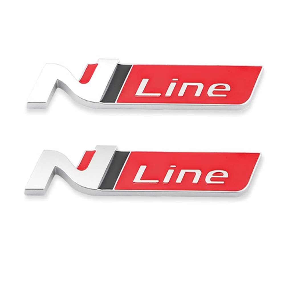 Genetics Winiory for Hyundai Elantra for Kona Rear Trunk Tailgate N Line Logo Decal Emblem Decoration Stickers RED 2PCS 11.6x2.2CM, NL01