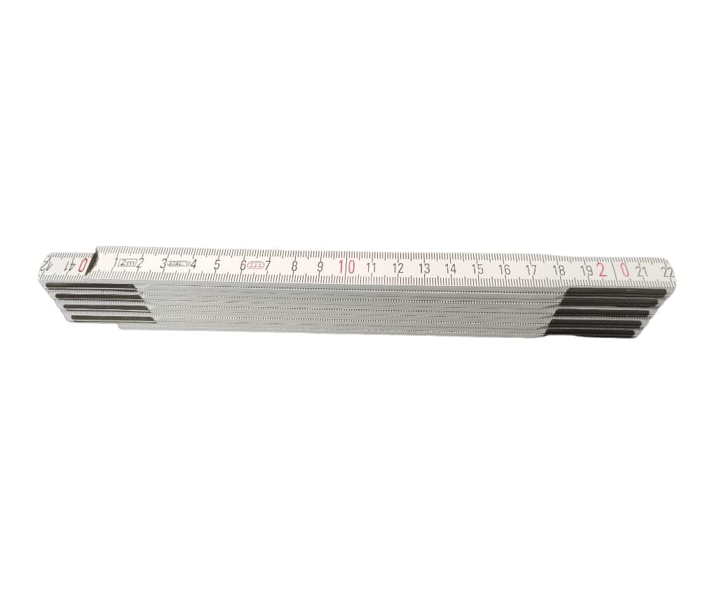 Wood 2 Meters Folding Wooden Ruler Measuring Metal Tips and Joints Carpenter STALCO