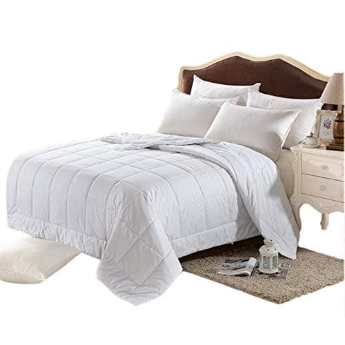 100% Silk Comforter All Season Luxury Silk Duvet with Cotton Covered,Machine Washable,Double,82×88 inch,Silk Weight:1160g