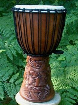 Tribal Moonmask Djembe Drum- 23"-24" Tall, 12"-13" Head, #2 Quality Discount Djembe Drum