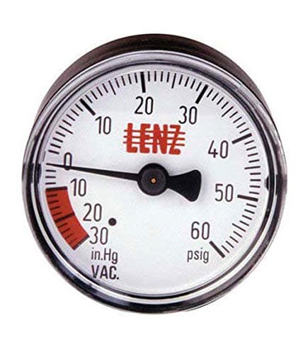 LenzIndicator Gauge Filter Compound CP-2: 0-60 Max PSI, 2" Diameter Width, 1/8" NPTF Port Size, 221052