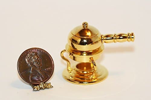 Dollhouse Miniature Brass Fondue Set