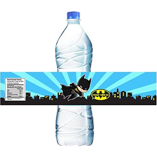 Personalized Batman Theme Water Bottle Wrapper with Birthday Boy/Girl Name (12 Pcs)