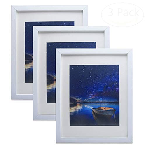 Minghong White 11 x 14 inch Picture Frame Made to Display Photos 8x10 with Mat or 11x14 Without Mat for Wall & Tabletop 3-Pack One Set