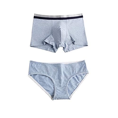 THSISSUE Couples Matching Underwear (Light Blue, Men's L/Women's M)
