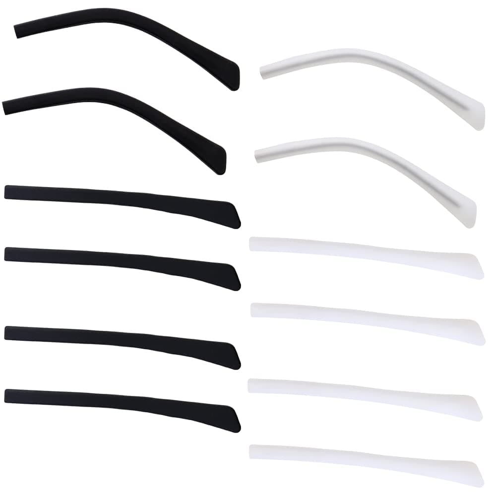 6 Pairs Eyeglass End Tips Soft Silicone Ear Sock Pieces Tube Sleeve Elastic Eyeglass Temple Arms Eyeglasses Frame Replacement Tips for Flat Thin Metal Wired Eyeglass Sunglasses Legs