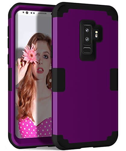 Galaxy S9 Plus Case, Tourist 3-Layer Hybrid Silicone + Hard PC Defender Heavy Duty Shockproof High Impact Resistant Full-Body Sturdy Protective Case Cover for Samsung Galaxy S9 Plus (Purple/Black)