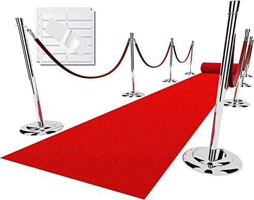 Red Carpet Runner for Party, 2.6X30ft, 130GSM Felt Non-Woven Fabric, Hollywood Red Carpet for Event, Aisle Runner for Wedding Ceremony, Movie Theme Party Decorations, Red Runway Rug for Prom
